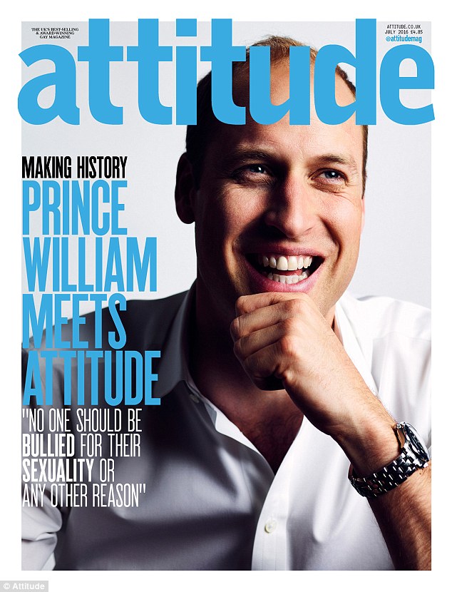 Prince William is this month's cover star of Attitude magazine. It is the first time a member of the Royal Family has been photographed for the cover of a gay publication